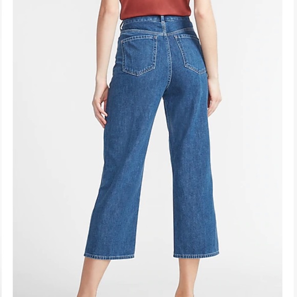 High Waisted Lightweight Cropped Wide Leg Jeans - Picture 2 of 6